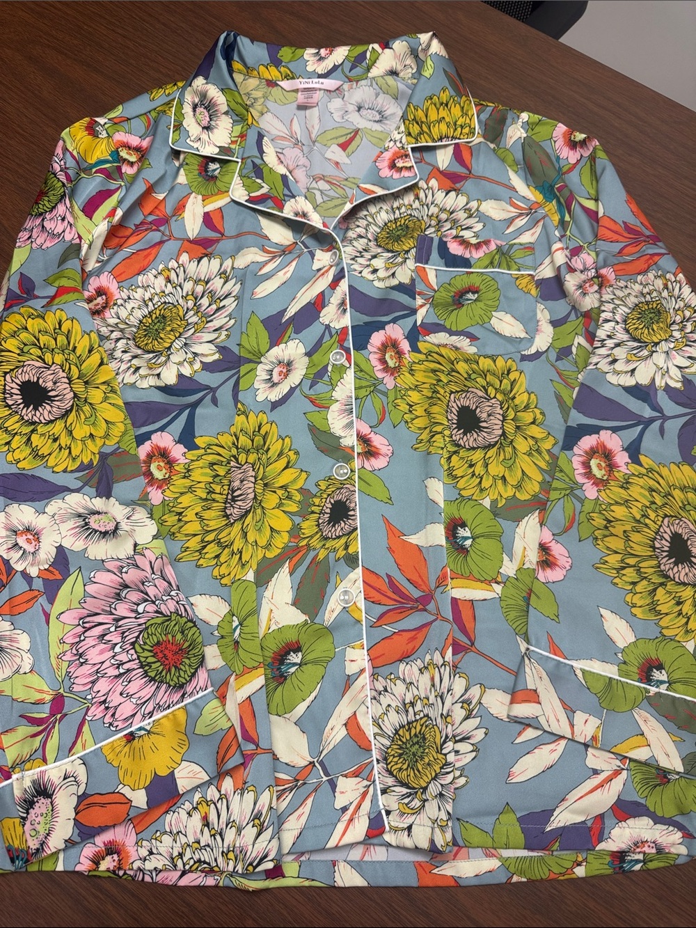 Women’s Floral Pajama Top in Light Blue by Love Tree